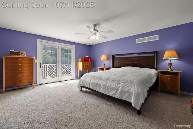 2403 Red Maple Ct, Troy, MI 48098 - bedroom with access to exterior, carpet, and ceiling fan