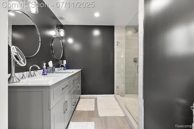 2403 Red Maple Ct, Troy, MI 48098 - full bathroom with a tile shower and double vanity