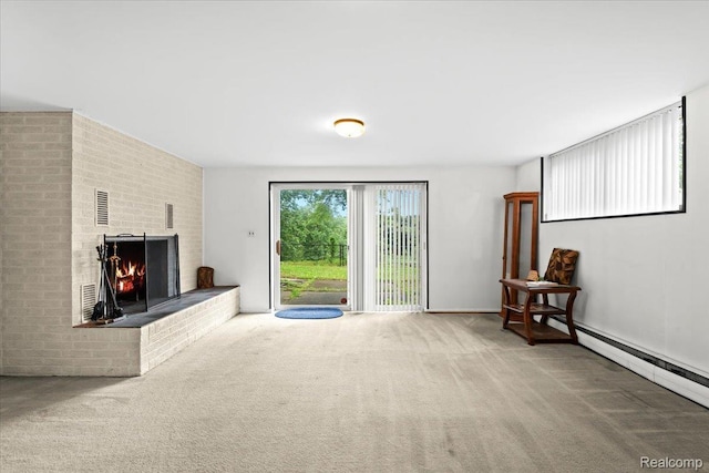 1540 Milford Hills Dr, Milford, MI 48381 - unfurnished living room featuring carpet floors and a fireplace