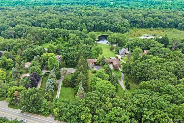 1540 Milford Hills Dr, Milford, MI 48381 - aerial view of property's location featuring a heavily wooded area and a large body of water