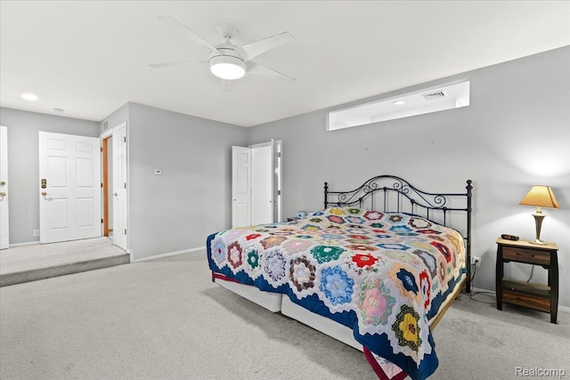1540 Milford Hills Dr, Milford, MI 48381 - carpeted bedroom featuring a ceiling fan and recessed lighting