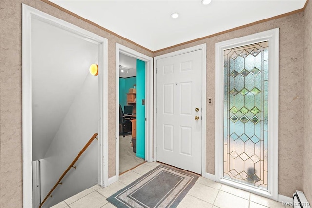 1540 Milford Hills Dr, Milford, MI 48381 - foyer entrance with light tile patterned floors and recessed lighting