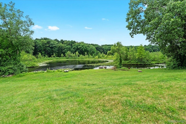 1540 Milford Hills Dr, Milford, MI 48381 - view of green lawn featuring a water view and a view of trees