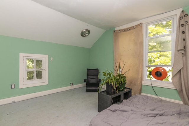 1228 Wells Pl, Kalamazoo, MI 49001 - carpeted bedroom featuring lofted ceiling and baseboards