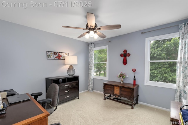 2661 Nottingham, Waterford, MI 48329 - office featuring light carpet and a ceiling fan