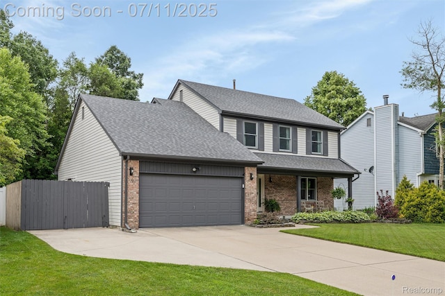 2661 Nottingham, Waterford, MI 48329 - view of front facade with brick siding, a garage, a shingled roof, and driveway