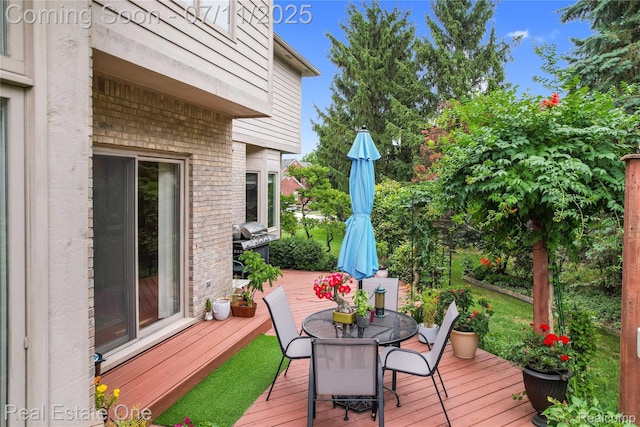 3565 Heron Ridge Dr, Rochester Hills, MI 48309 - wooden terrace with outdoor dining area and grilling area