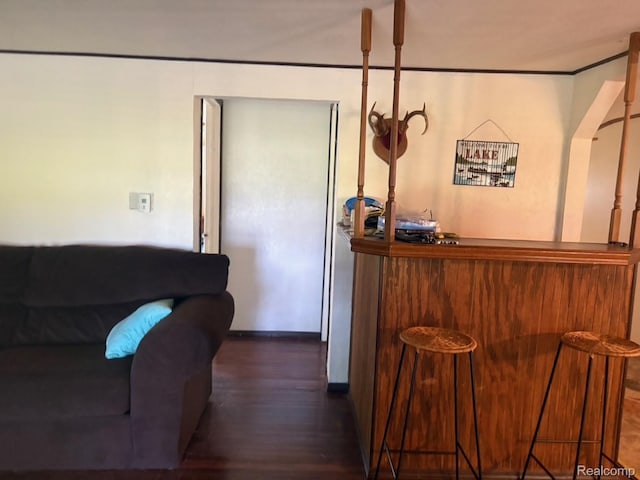 1023 Lakewood Dr, East Tawas, MI 48730 - indoor dry bar featuring dark wood finished floors