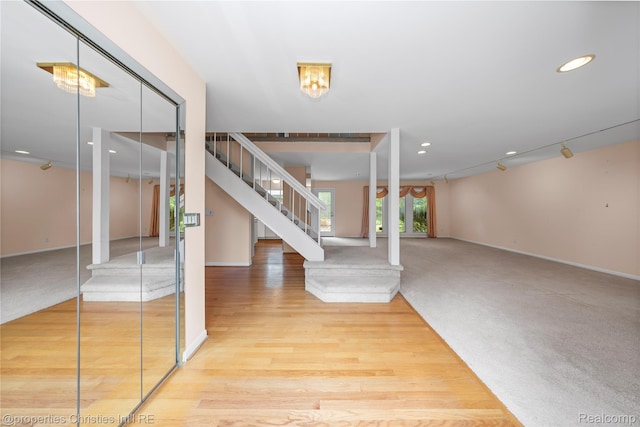 4724 Tara Ct, West Bloomfield, MI 48323 - carpeted foyer entrance with stairway and recessed lighting