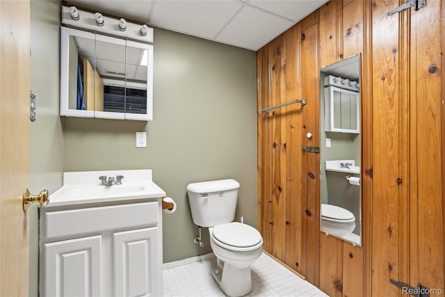 928 N Denwood St, Dearborn, MI 48128 - bathroom featuring vanity, tile patterned floors, and a paneled ceiling