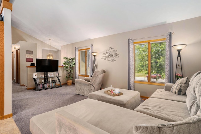 6580 Sunflower Dr SW, Byron Center, MI 49315 - carpeted living area featuring vaulted ceiling