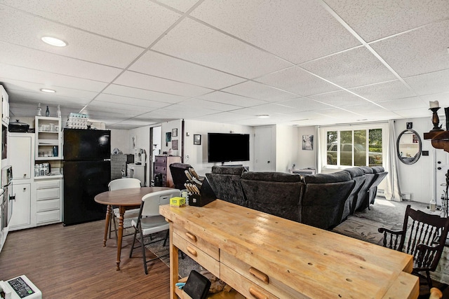 12972 S M 43 Hwy, Delton, MI 49046 - dining space with a drop ceiling, wood finished floors, and recessed lighting