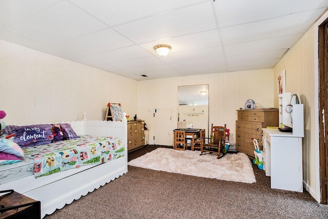 12972 S M 43 Hwy, Delton, MI 49046 - carpeted bedroom featuring a drop ceiling