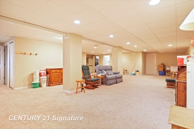 11315 Grand Oaks Dr, Clio, MI 48420 - carpeted living area featuring recessed lighting
