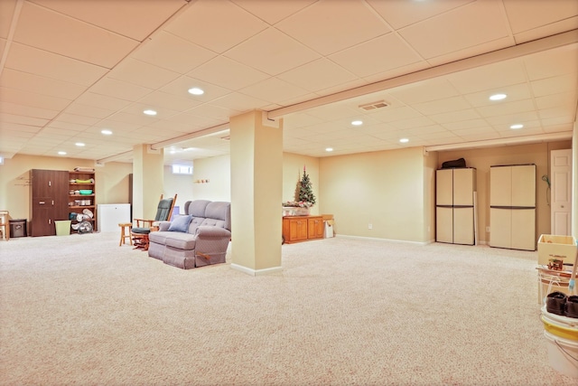 11315 Grand Oaks Dr, Clio, MI 48420 - living area featuring carpet floors and recessed lighting