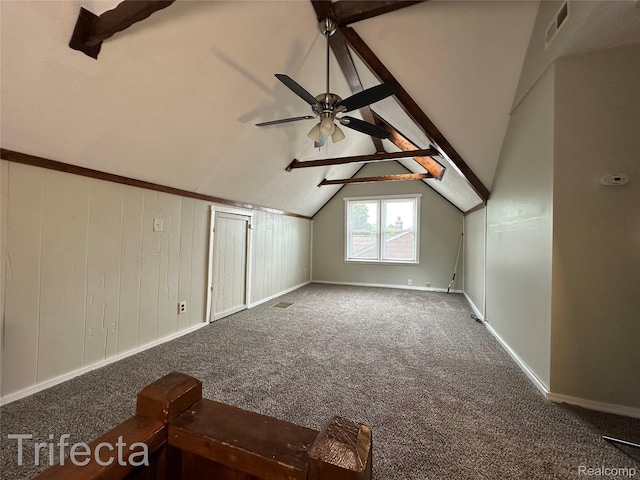 16684 Forest Ave, Harrison Township, MI 48021 - additional living space with carpet flooring, vaulted ceiling, and ceiling fan