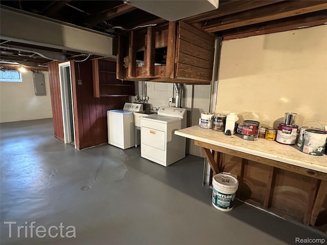 16684 Forest Ave, Harrison Township, MI 48021 - below grade area with washing machine and clothes dryer and electric panel