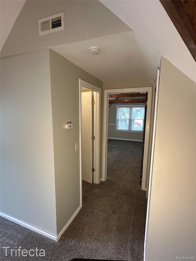 16684 Forest Ave, Harrison Township, MI 48021 - hallway featuring carpet floors and vaulted ceiling
