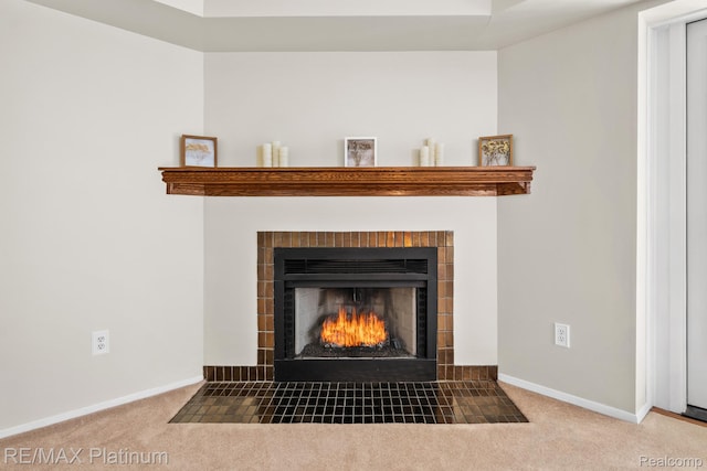 17979 University Park Dr, Livonia, MI 48152 - detailed view of carpet flooring and a fireplace with flush hearth