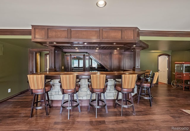 1257 Lake Shore Blvd, Lake Orion, MI 48362 - indoor bar with arched walkways and dark wood finished floors