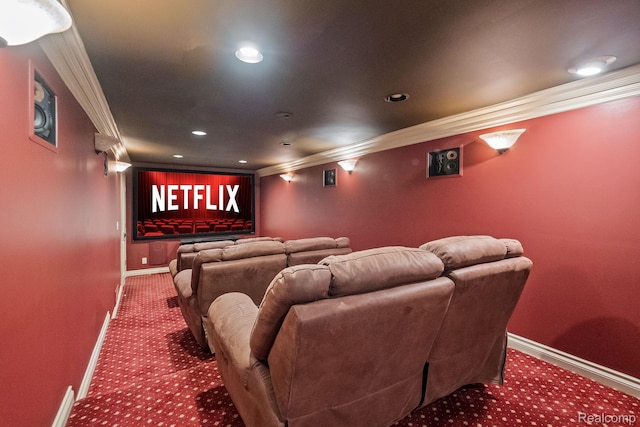 1257 Lake Shore Blvd, Lake Orion, MI 48362 - cinema room with crown molding, carpet, and recessed lighting