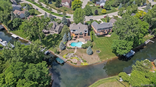 1257 Lake Shore Blvd, Lake Orion, MI 48362 - aerial view of property and surrounding area featuring a nearby body of water and nearby suburban area