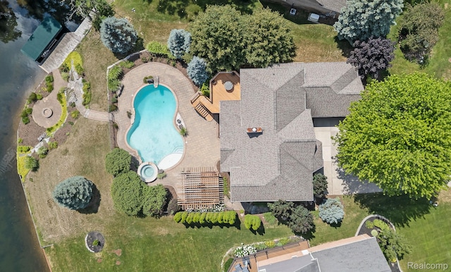 1257 Lake Shore Blvd, Lake Orion, MI 48362 - aerial view of property and surrounding area with a pool area