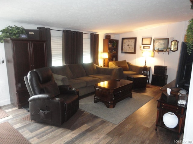 5933 Vernon, Belleville, MI 48111 - living room with wood finished floors and a textured ceiling