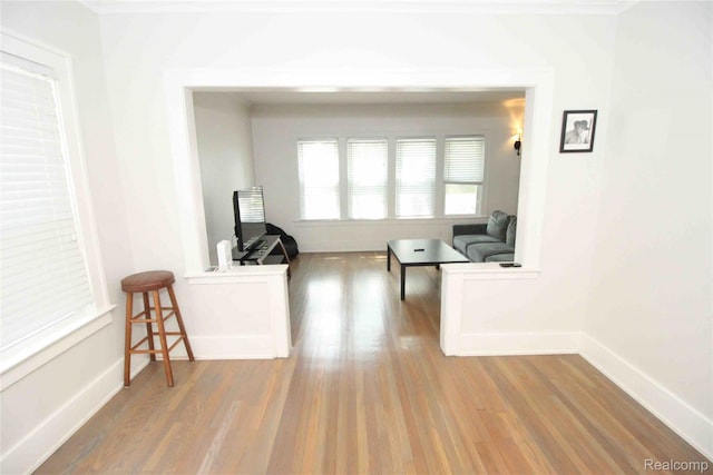 1324-1322 Wayburn St, Grosse Pointe, MI 48230 - unfurnished living room with wood finished floors and baseboards