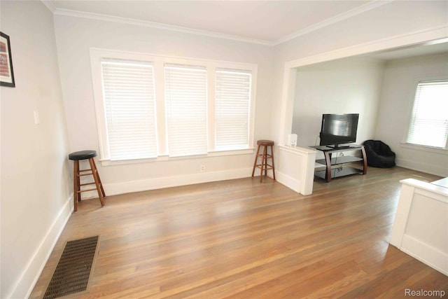 1324-1322 Wayburn St, Grosse Pointe, MI 48230 - living area with wood finished floors and ornamental molding