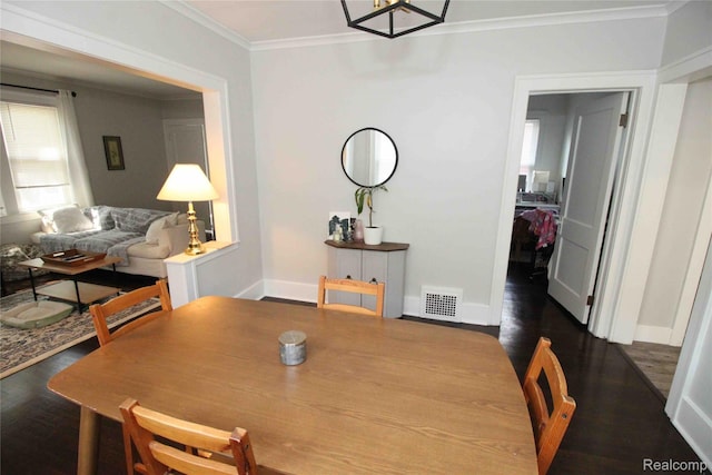 1324-1322 Wayburn St, Grosse Pointe, MI 48230 - dining space with dark wood-style floors and ornamental molding