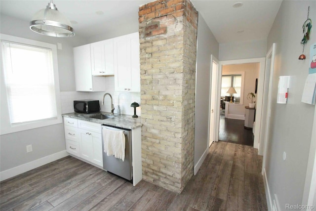 1324-1322 Wayburn St, Grosse Pointe, MI 48230 - kitchen with dishwasher, white cabinets, wood finished floors, and decorative backsplash