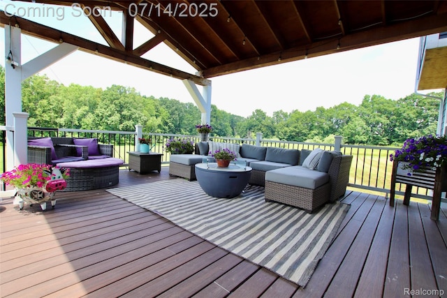 4385 Nelson Scott Dr, Holly, MI 48442 - wooden terrace with outdoor lounge area