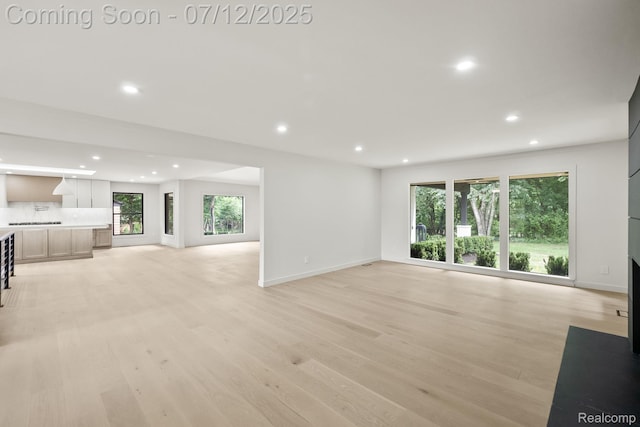 3539 Walbri Dr, Bloomfield Hills, MI 48304 - unfurnished living room featuring recessed lighting and light wood finished floors