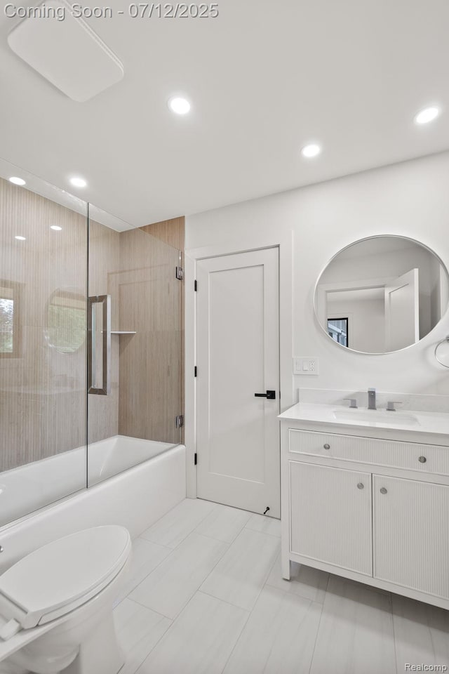 3539 Walbri Dr, Bloomfield Hills, MI 48304 - bathroom featuring vanity, shower / tub combination, recessed lighting, and tile patterned floors