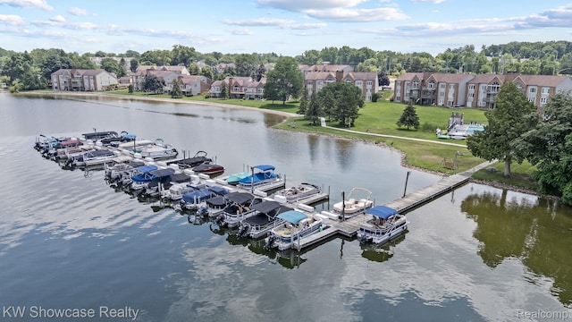 3410 Adams Shore Dr, Waterford, MI 48329 - aerial perspective of suburban area with a nearby body of water