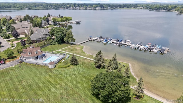 3410 Adams Shore Dr, Waterford, MI 48329 - bird's eye view of a large body of water and a pool