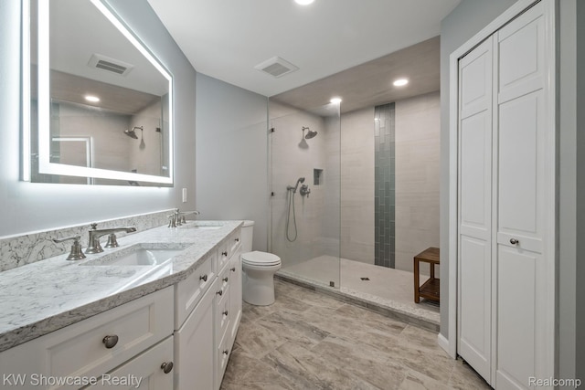 3410 Adams Shore Dr, Waterford, MI 48329 - full bath featuring walk in shower, double vanity, and recessed lighting