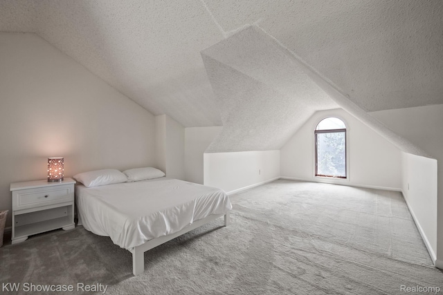 3410 Adams Shore Dr, Waterford, MI 48329 - bedroom with carpet, vaulted ceiling, and a textured ceiling