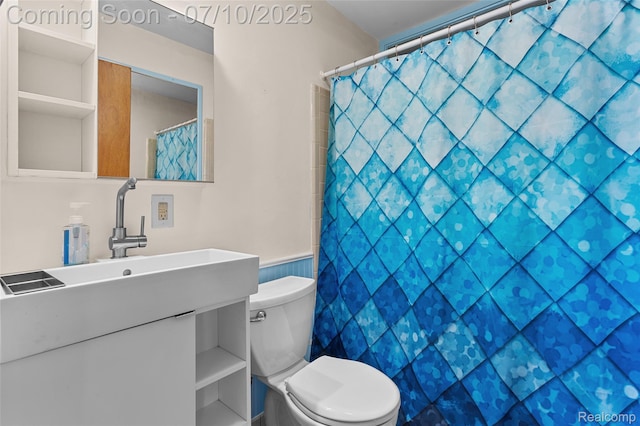1868 Treadwell St, Westland, MI 48186 - bathroom with vanity, a shower with shower curtain, and wainscoting