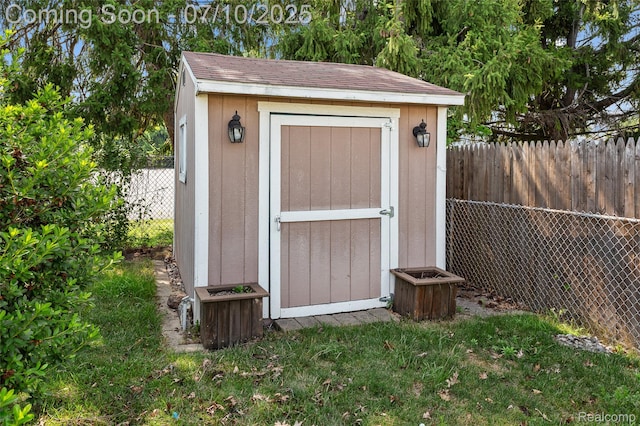 1868 Treadwell St, Westland, MI 48186 - view of shed featuring a fenced backyard