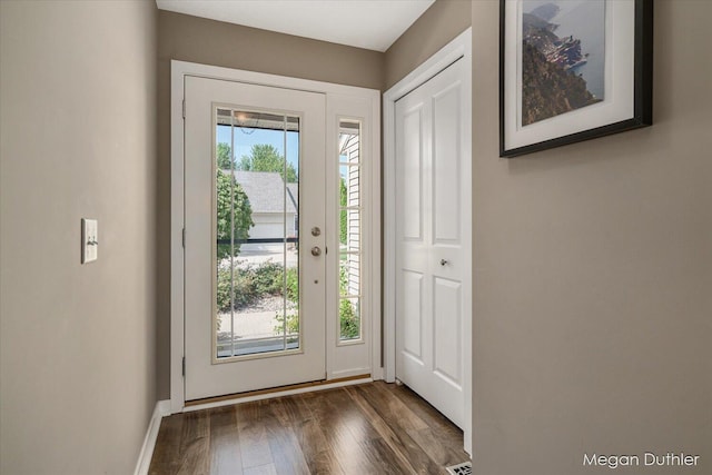 2948 Stoney Creek Ct, Hudsonville, MI 49426 - entrance foyer with dark wood-style flooring and baseboards