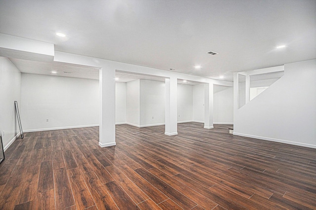 1721 Fountainview Ct SE, Caledonia, MI 49316 - finished basement with dark wood finished floors and recessed lighting