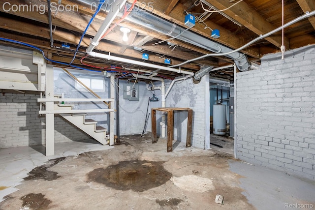 77 Hubbard St, Mount Clemens, MI 48043 - basement with water heater, stairs, and electric panel