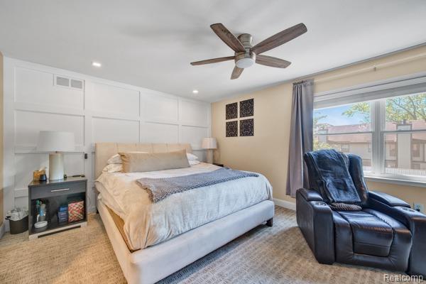 25279 Greenbrooke Dr, Southfield, MI 48033 - bedroom with recessed lighting and a ceiling fan