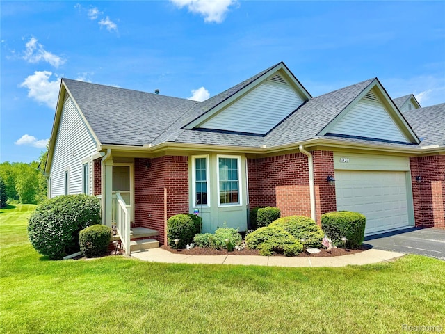 6426 Club Ct W, Grand Blanc, MI 48439 - view of front of property with brick siding, an attached garage, and roof with shingles