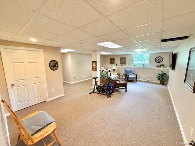6426 Club Ct W, Grand Blanc, MI 48439 - exercise room with a paneled ceiling and carpet floors