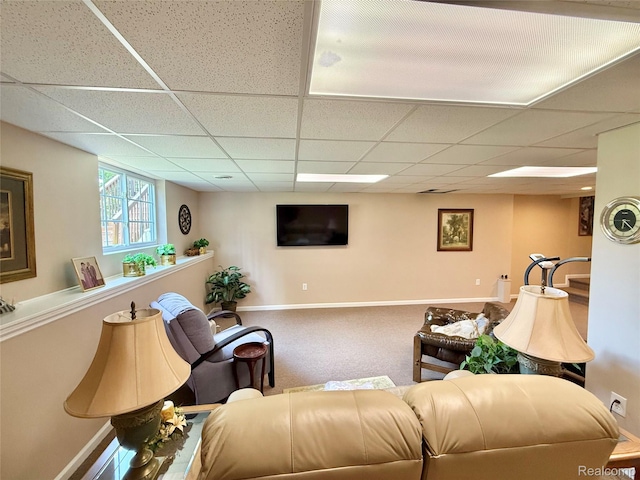 6426 Club Ct W, Grand Blanc, MI 48439 - living area with a paneled ceiling and carpet floors