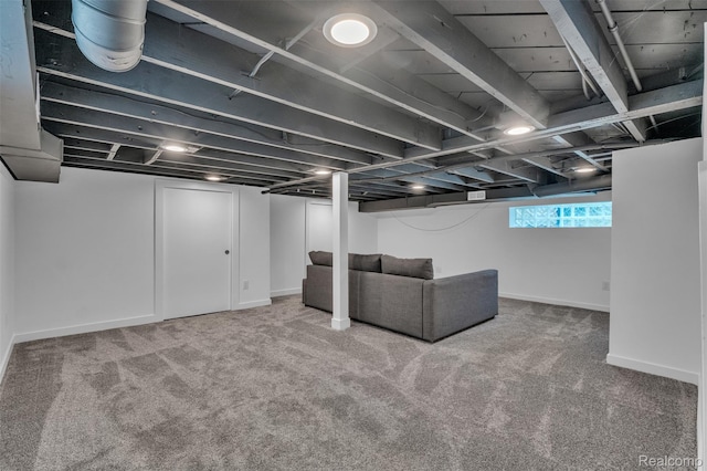 715 Gardenia Ave, Royal Oak, MI 48067 - below grade area with carpet and baseboards