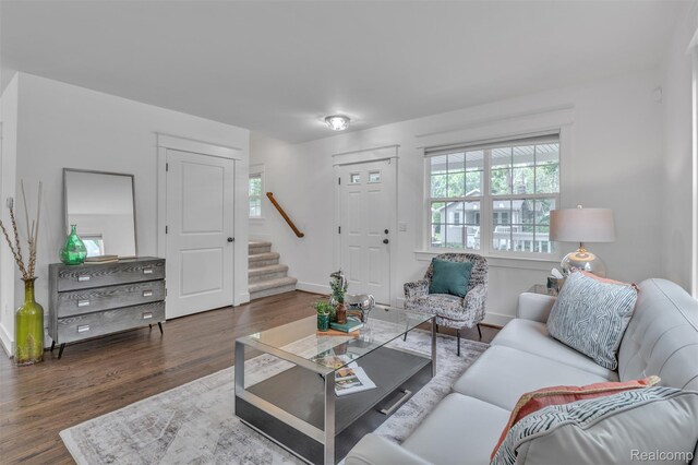 715 Gardenia Ave, Royal Oak, MI 48067 - living room featuring stairway and wood finished floors